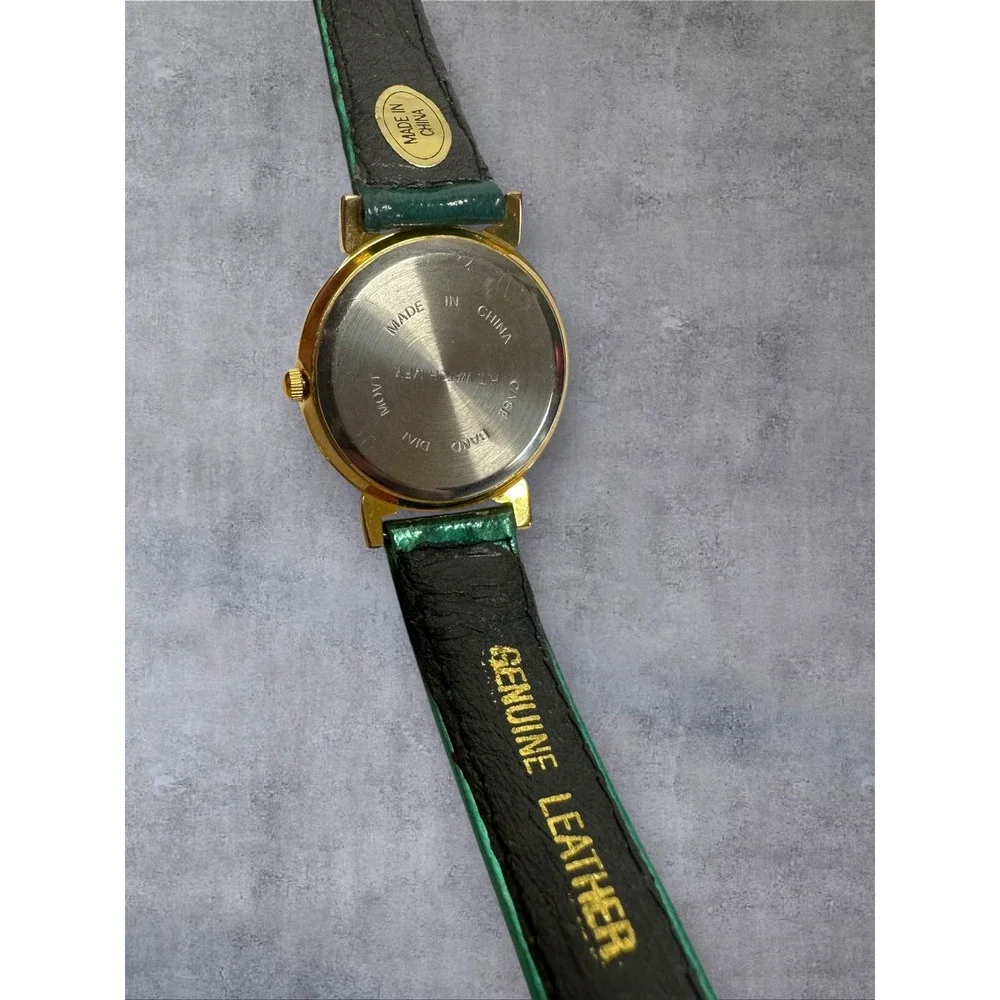 Kitch Fun Christmas Tree Watch Green Gold Vintage Rotating Hand
